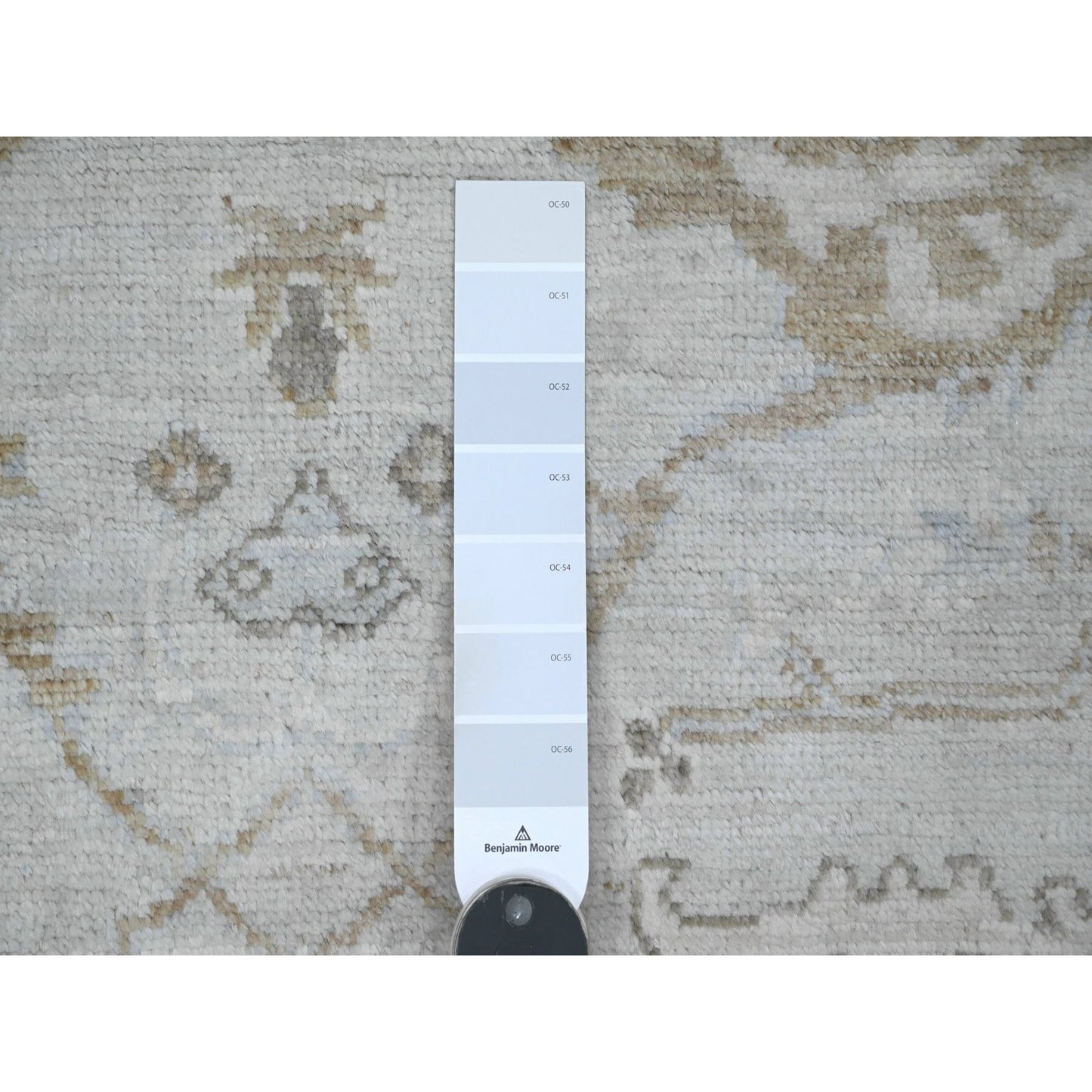 4'X5'10" Gray Hand Knotted Afghan Angora Oushak Leaf Design 100% Wool Rug