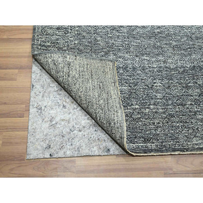 Rug 9'2"x12'1" Gray Geometric Garden Pattern Agra Hand Knotted Pure Wool