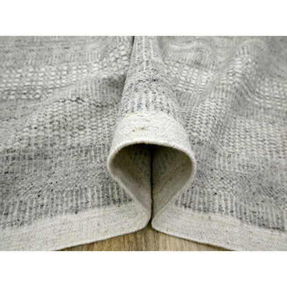 12'1"X14'10" Gray Grass Design Textured Wool Hand Knotted Xl Oriental Rug