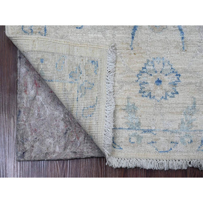 2'6"X7'10" White Hand Knotted Washed Out Peshawar 100% Wool Runner Rug