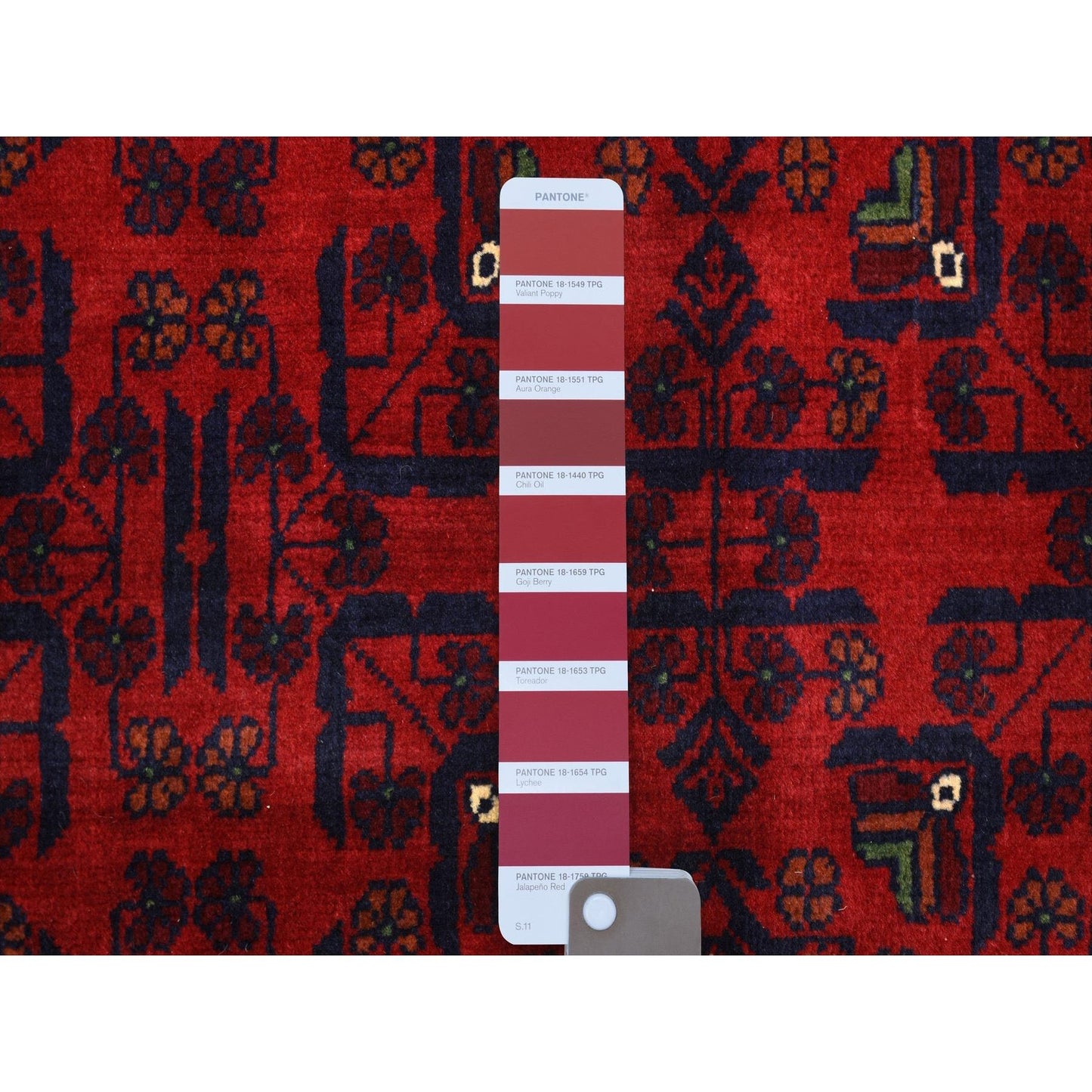 5'5"X7'8" Deep Red Afghan Khamyab Soft And Shiny Wool Hand Knotted Rug