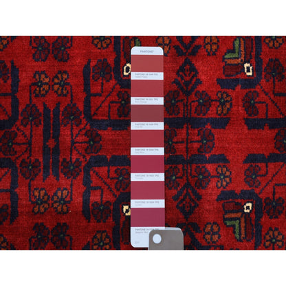 5'5"X7'8" Deep Red Afghan Khamyab Soft And Shiny Wool Hand Knotted Rug