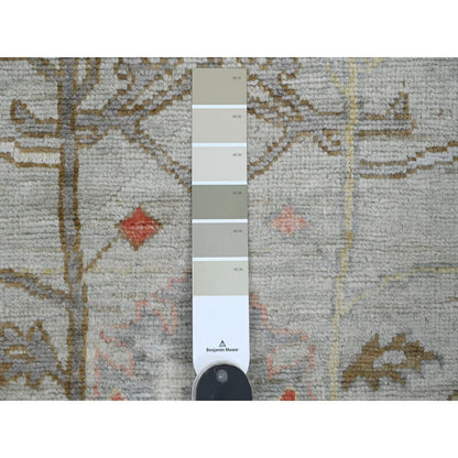 3'X10'6" Gray Afghan Angora Oushak Hand Knotted 100% Wool Runner Rug