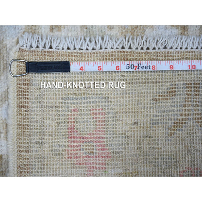 2'9"x19' Faded Brown Afghan Angora Oushak Wool Hand Knotted Runner Rug