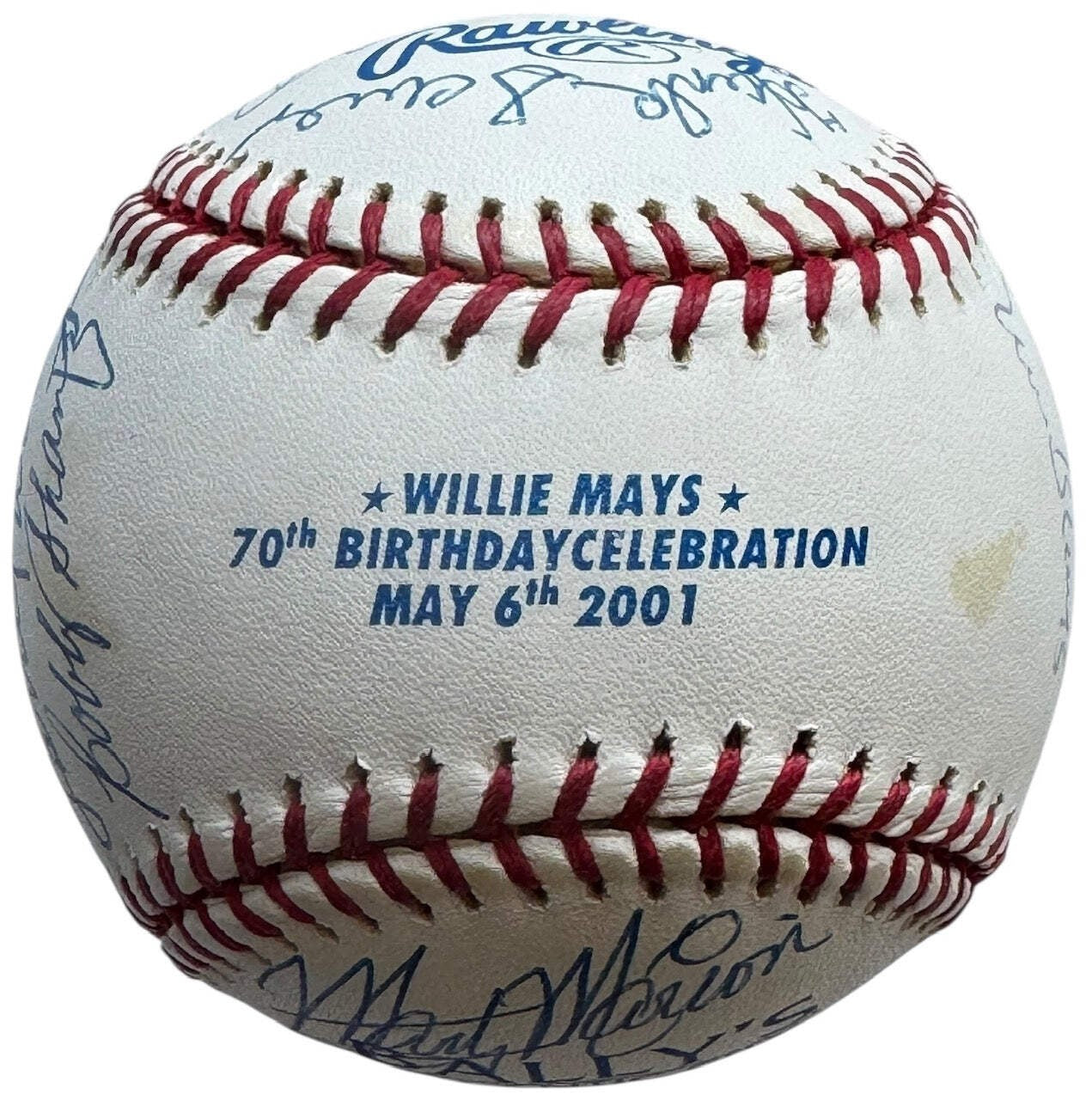 Mays Willie 70th Birthday Autographed Baseball Attendees JSA