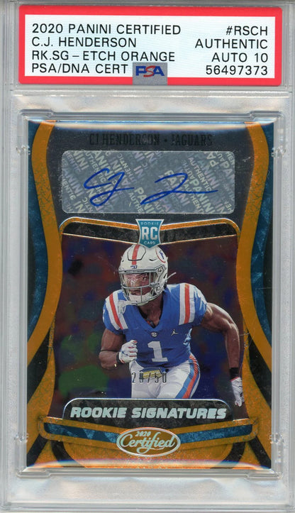 Cj Henderson Autographed 2020 Panini Certified Orange Etch Rookie Card #Rsch (Ps