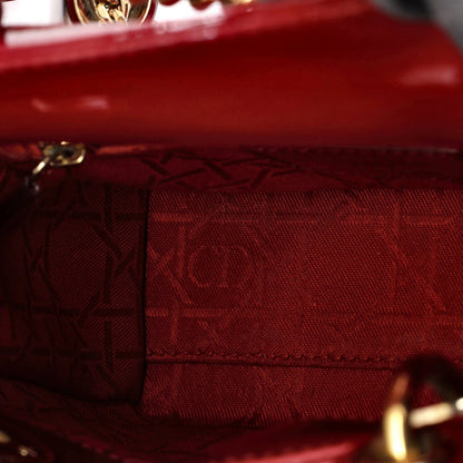 Christian Dior Lady Dior Chain Bag Cannage Quilt Patent Mini