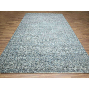 9'X12' Blue 14Th Century Influence Mamluk Design Hand Knotted Wool Rug