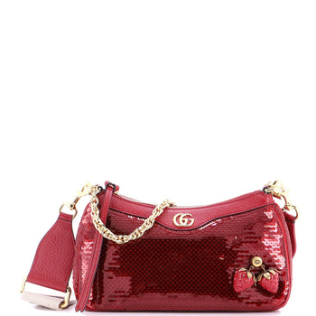 Small Gucci Strawberry Ophidia Shoulder Bag Sequins