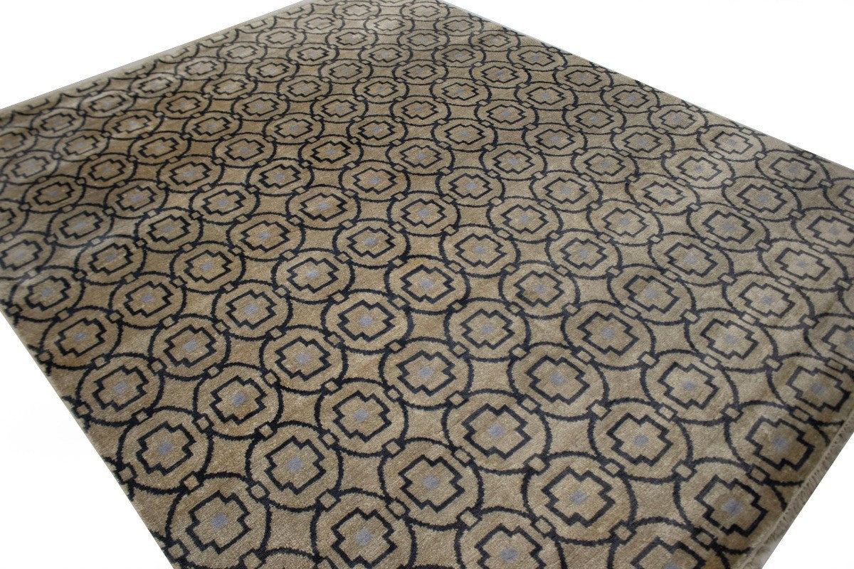8X10 Handmade Modern Geometric Style Rug Beige Contemporary Home Decor Carpet