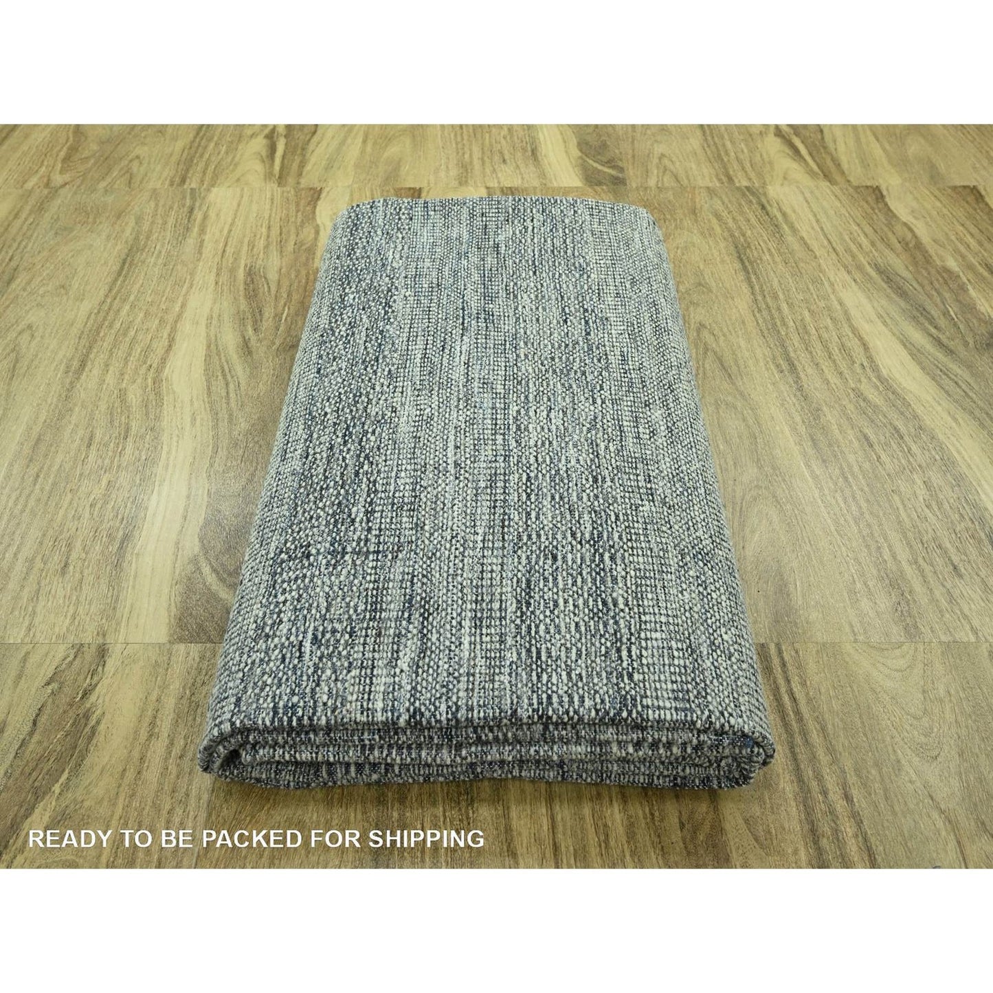 10'X13'9" Blue Distressed Rug Hand Knotted Pure Wool Oxidized Grass Design