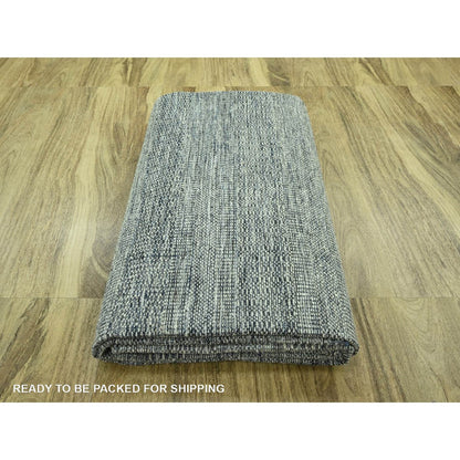 10'X13'9" Blue Distressed Rug Hand Knotted Pure Wool Oxidized Grass Design