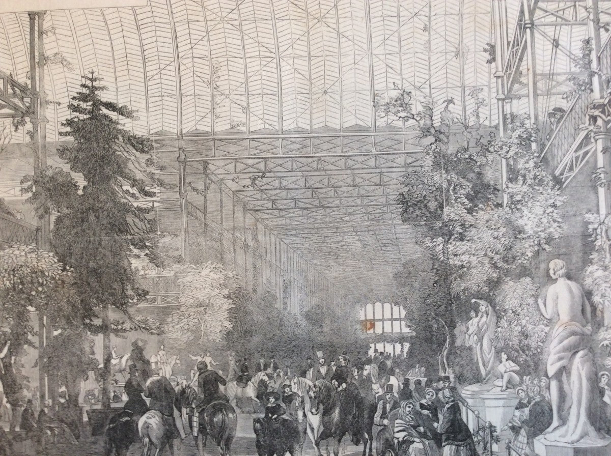 1851 Crystal Palace Winter Garden London Great Exhibition Original Engraving Iln