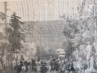 1851 Crystal Palace Winter Garden London Great Exhibition Original Engraving Iln