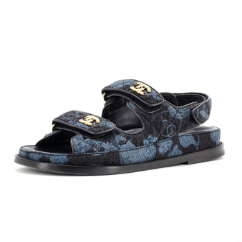 Chanel Women'S Dad Sandals Quilted Printed Denim