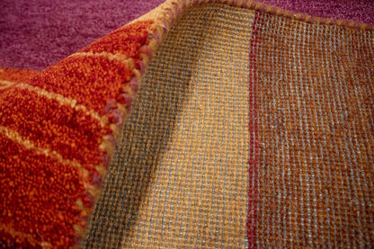 Handmade Indo-Gabbeh Oriental Rug Striped Tribal