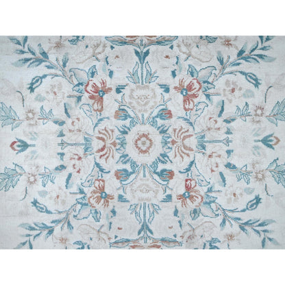 9'X11'9" White Aubusson Design Zoroastrian 300 Kpsi Wool Hand Knotted Rug