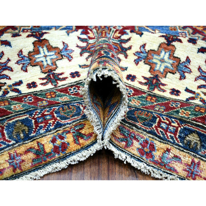 9'X12'8" Blue Caucasian Super Kazak Shiny And Soft Wool Hand Knotted Rug