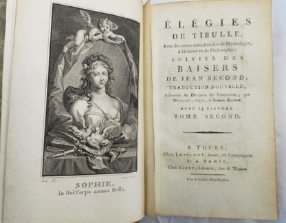1795 Tibullus Elegies & Jean Second Baisers Mirabeau Commentary W/ Borel Engrave