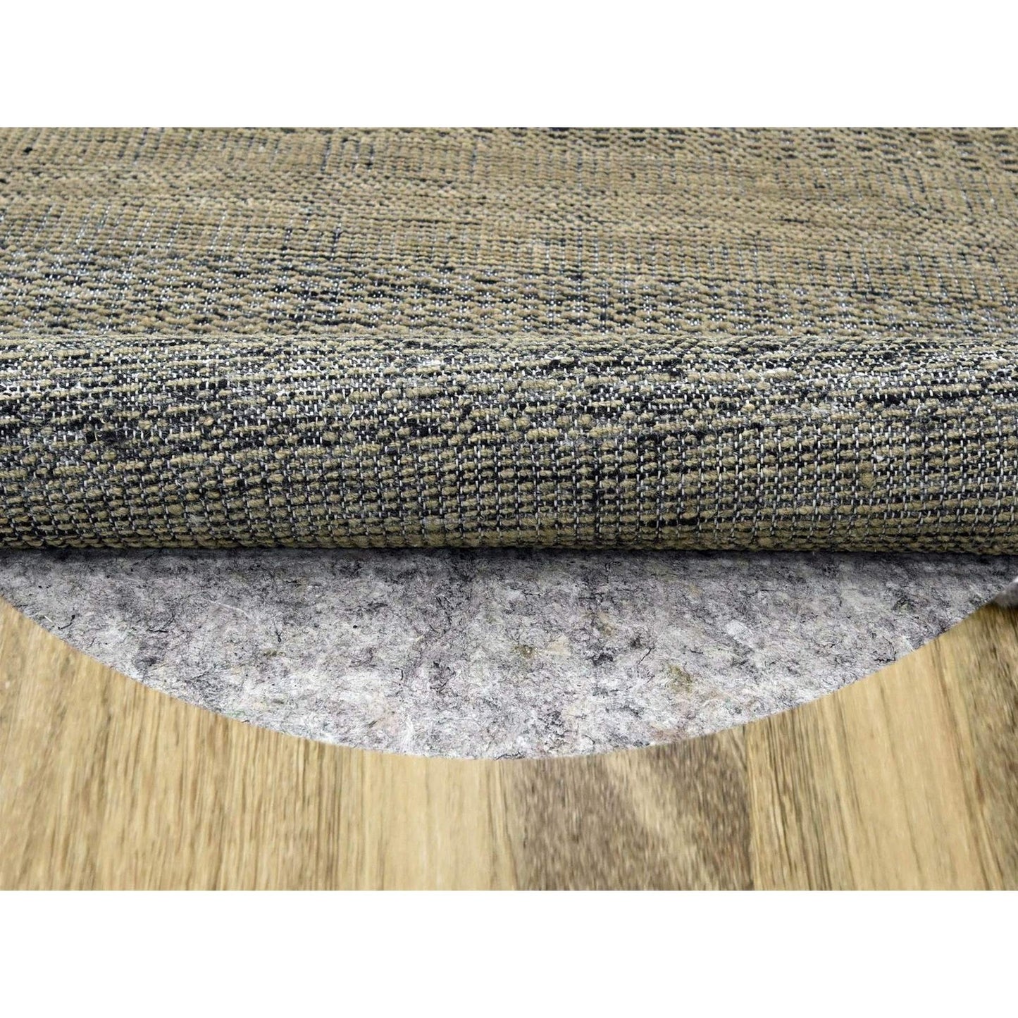 10'X10' Brown Pure Wool Rug Hand Knotted Distressed Grass Design Round