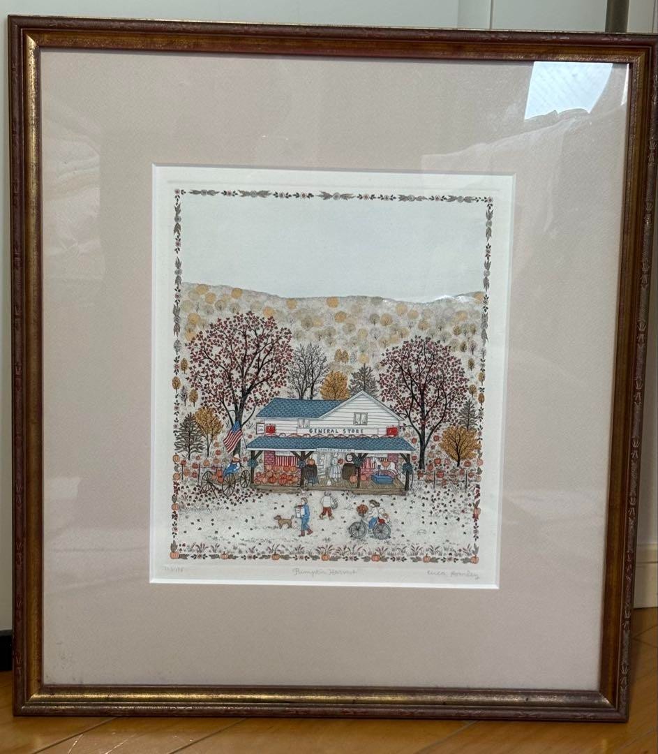 Cuca Romley "Pumpkin Harvest" Lithograph Signed Limited 103/175 Framed