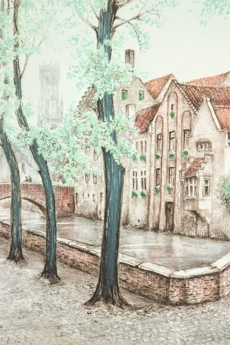 Francis Hebbelinck Etching "Brugge - Groenerei" Signed Limited Edition Belgium