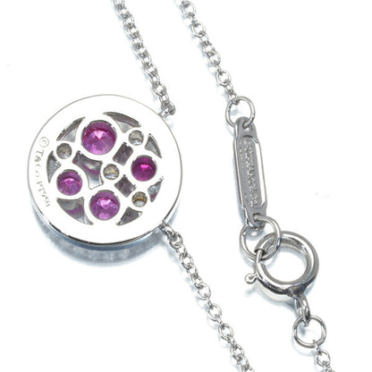 Tiffany&Co. Necklace Pink Sapphire Diamond Cobblestone 950 Platinum