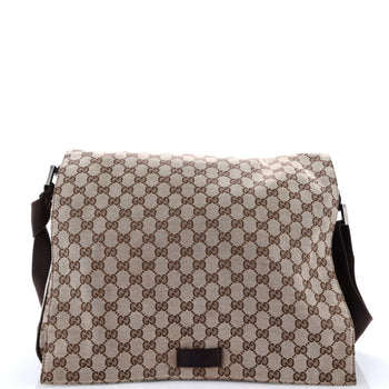 Gucci Flap Messenger Bag Gg Canvas Large