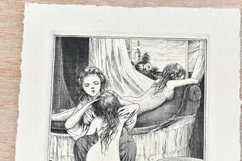 Alphonse Inoue Onnatomo 6 1997 Hand-Colored Copperplate Ex Libris Ed50 Signed