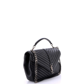 Saint Laurent Classic Monogram College Bag Matelasse Chevron Leather Large