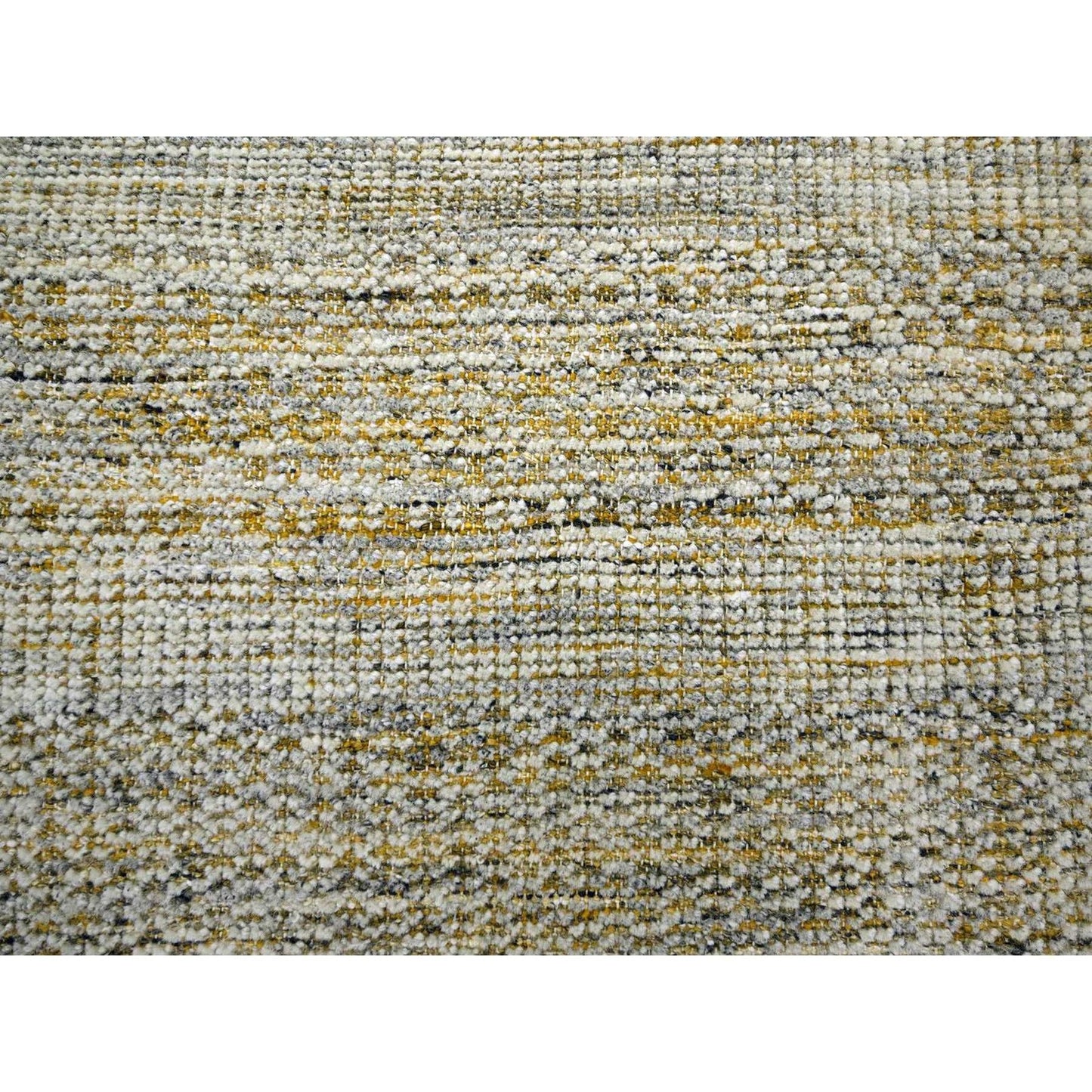 11'10"X11'10" Yellow Hand Knotted Rug Wool Distressed Grass Design Round