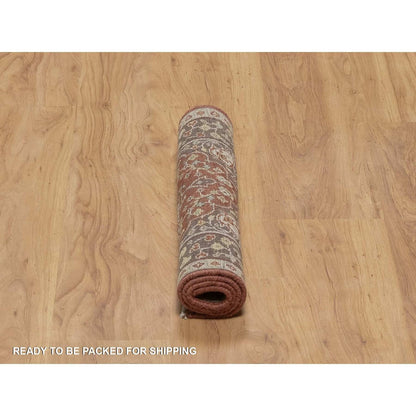 2'X3'1" Red Antiqued Tebraz Hand Knotted New Zealand Wool Mat Small Rug