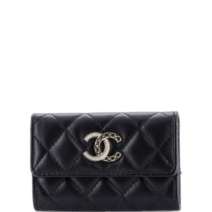 Chanel Crystal Cc Flap Card Case Quilted Lambskin