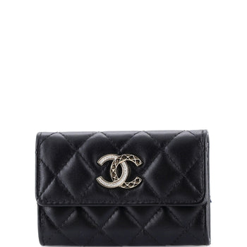 Chanel Crystal Cc Flap Card Case Quilted Lambskin