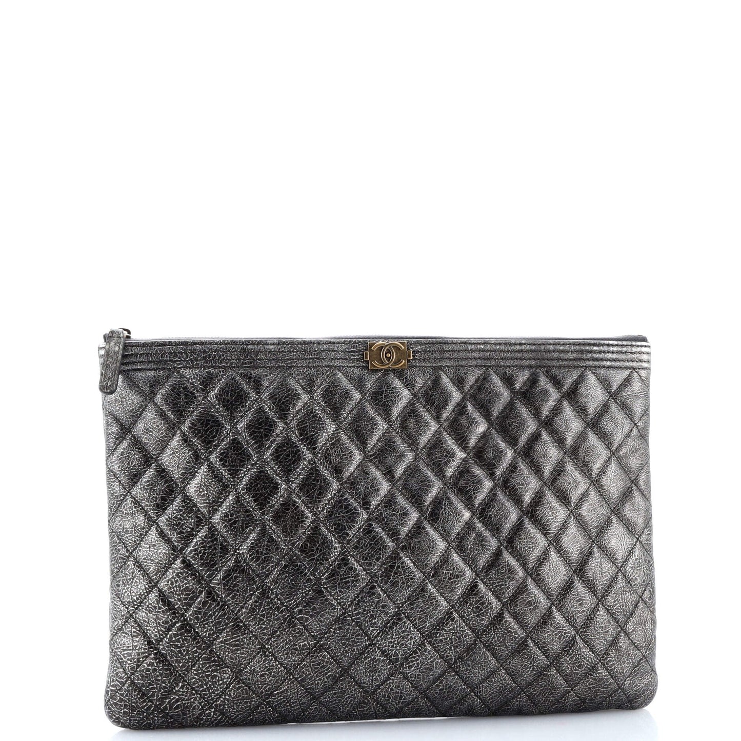 Chanel Boy O Case Clutch Quilted Calfskin Large