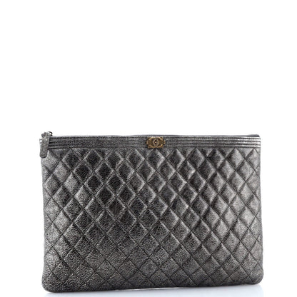 Chanel Boy O Case Clutch Quilted Calfskin Large