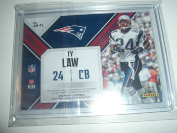 Ty Law 2018 Panini Player Worn Jersey Laundry Tag