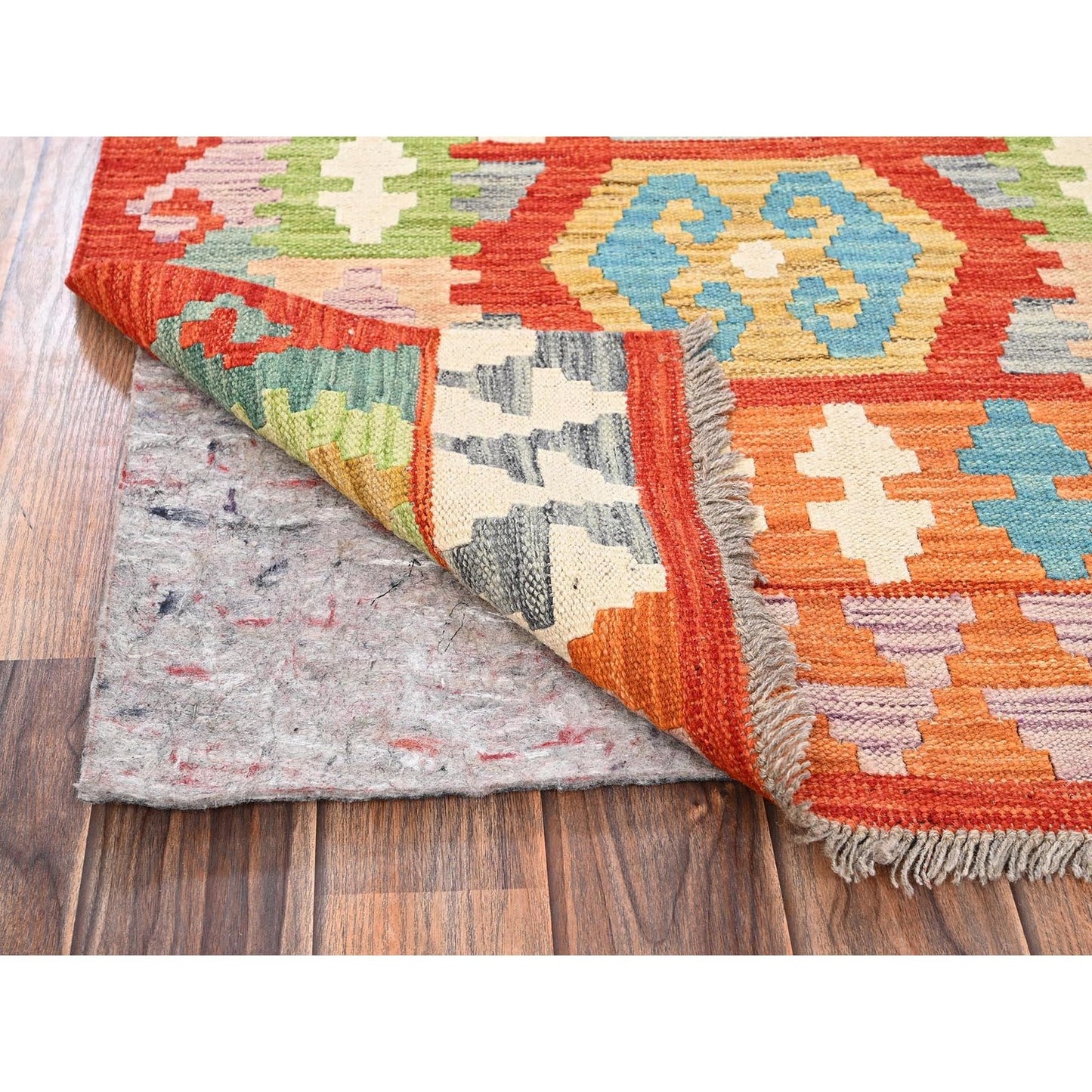 2'8"X8'2" Colorful Afghan Kilim 100% Wool Rug Flat Weave Hand Woven Runner