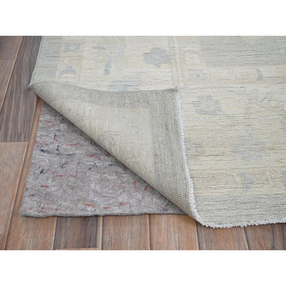 9'8"X13'10" Misty Gray White Wash Peshawar Hand Knotted Pure Wool Rug