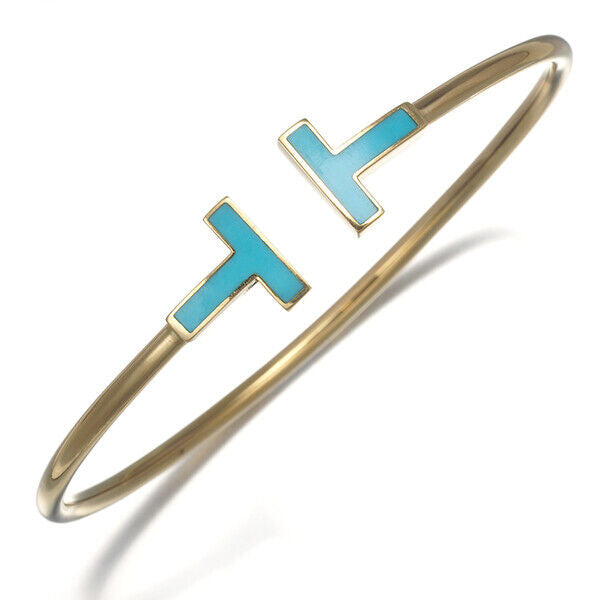 Tiffany&Co. Bracelet Tiffany T Wire Turquoise Bangle 18K 750 Yellow Gold