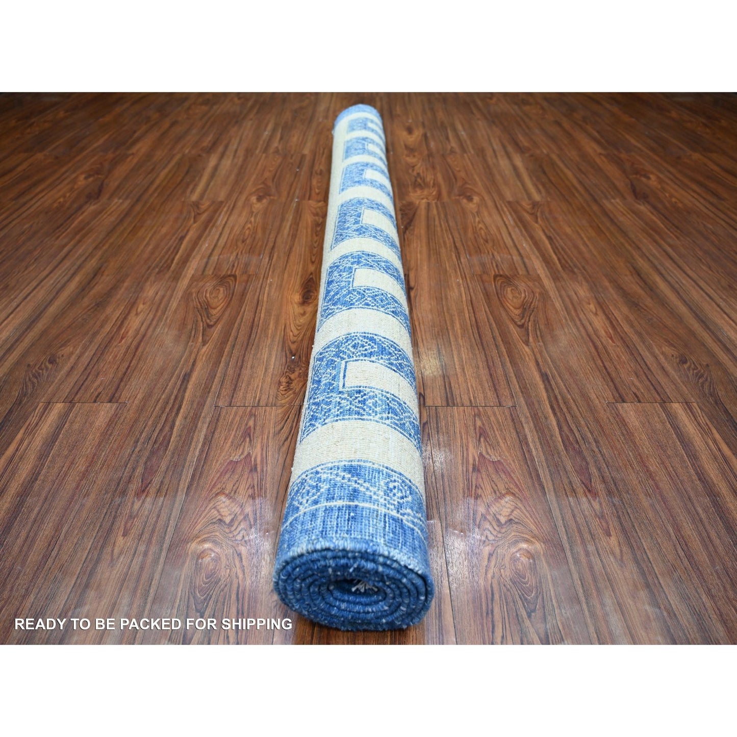 6'X8'7" Denim Blue Wool Hand Knotted Finer Peshawar Oriental Rug