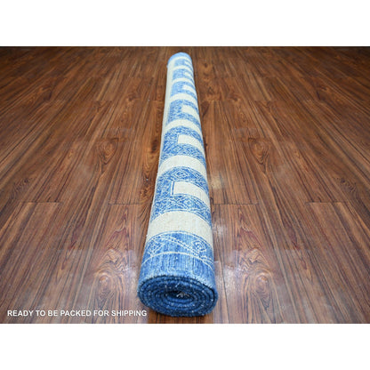 6'X8'7" Denim Blue Wool Hand Knotted Finer Peshawar Oriental Rug