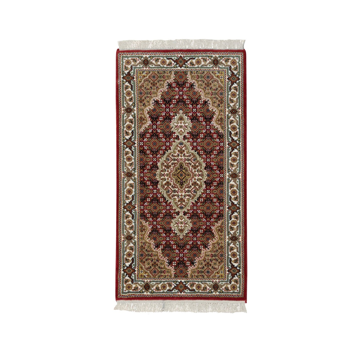 2'X4'2" Red Tebraz Design 100% Wool 175 Kpsi Hand Knotted Mat Rug