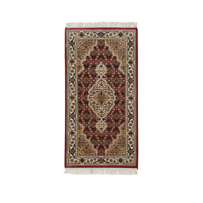 2'X4'2" Red Tebraz Design 100% Wool 175 Kpsi Hand Knotted Mat Rug