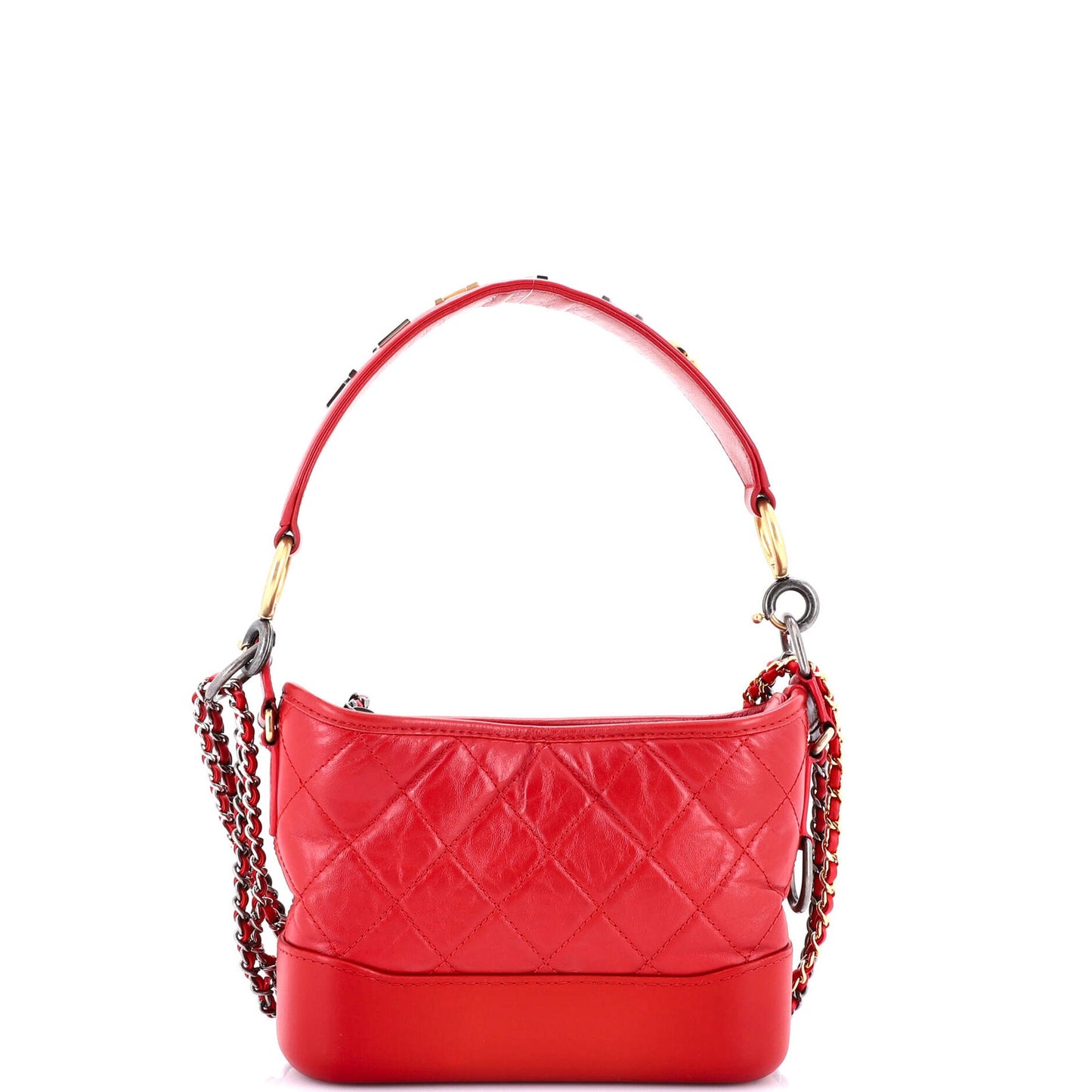 Chanel Gabrielle Hobo With Logo Handle Quilted Aged Calfskin Small
