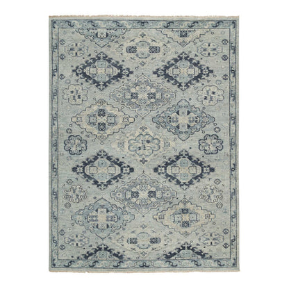 8'10"X11'10" Silver Gray Pure Wool Hand Knotted Anatolian Design Rug