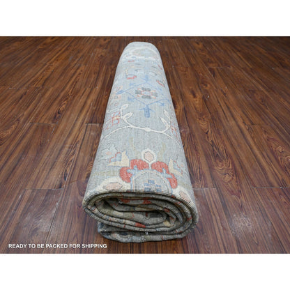 9'2"X11'10" Shark Gray Hand Knotted Heris All Over Design Peshawar Rug