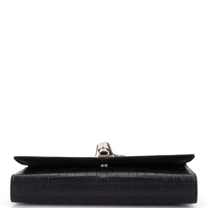 Saint Laurent Classic Monogram Tassel Clutch Crocodile Embossed Leather Long