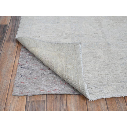 8'X9'10" Cloud Gray White Wash Peshawar Hand Knotted 100% Wool Oriental Rug