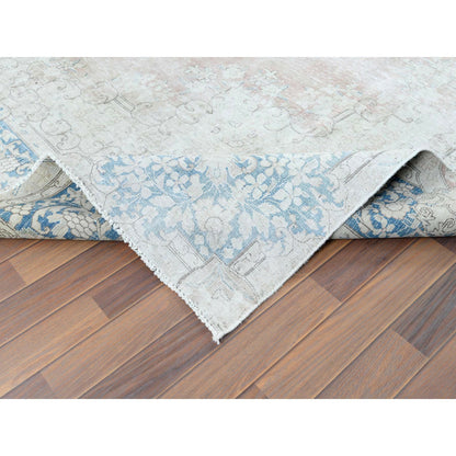 9'8"X12'9" Red Vintage Farsian Karman Worn Wool Hand Knotted Rug